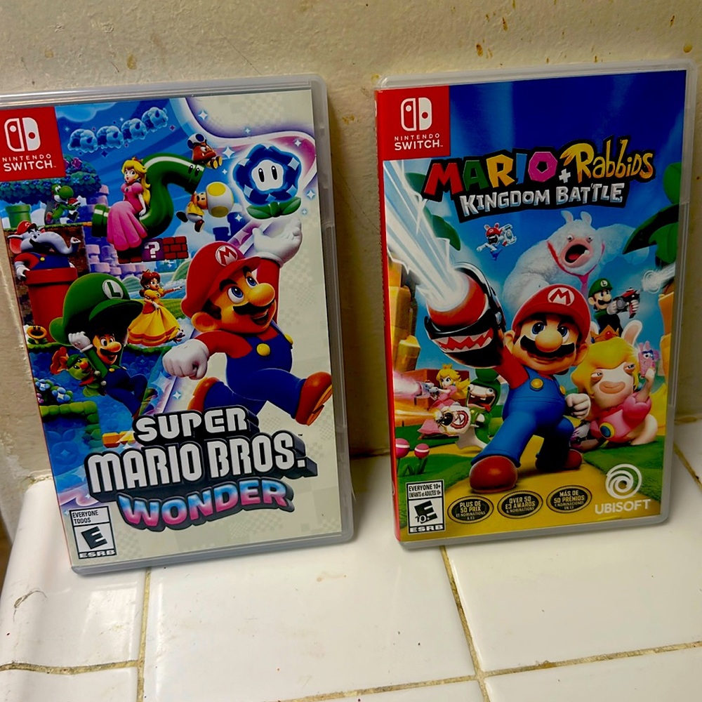 Nintendo Switch Super Mario Bros Wonder & Mario+ Rabids Kingdom Battle Bundle